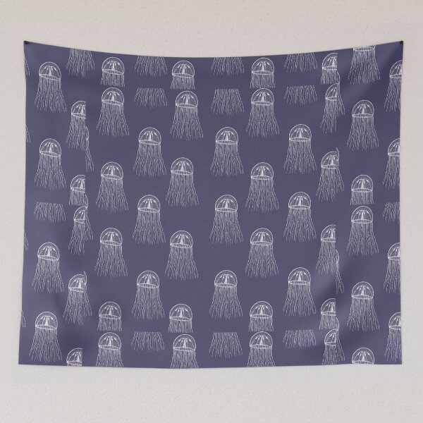 Item preview, jellyfish aloha print pattern hawaii dark purple and white designed and sold by maplunk.