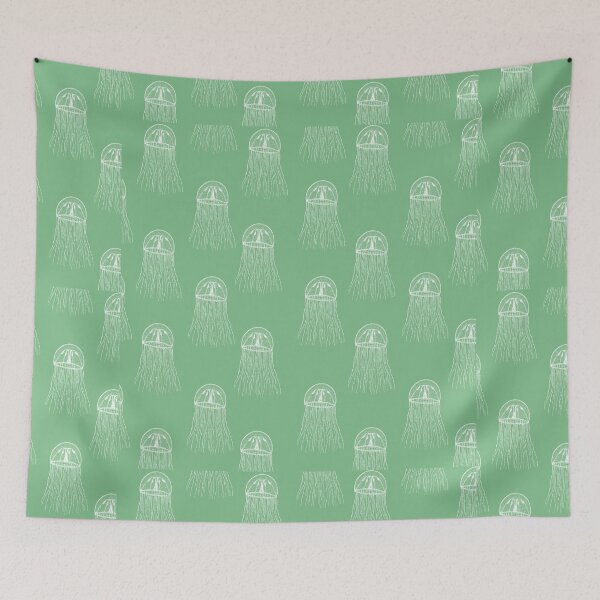 Item preview, jellyfish aloha print pattern hawaii light pastel green and white designed and sold by maplunk.