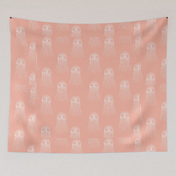 Item preview, jellyfish aloha print pattern hawaii light pastel pink salmon and white designed and sold by maplunk.