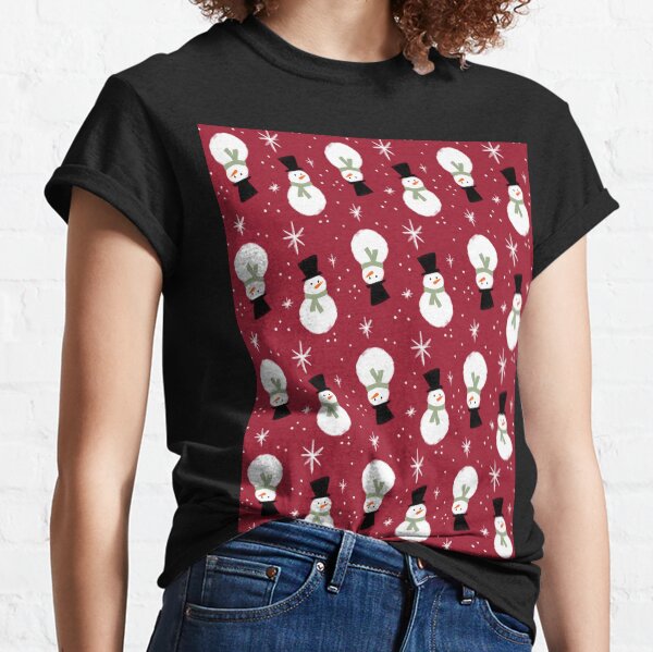 Snowman with Scarf Pattern Classic T-Shirt