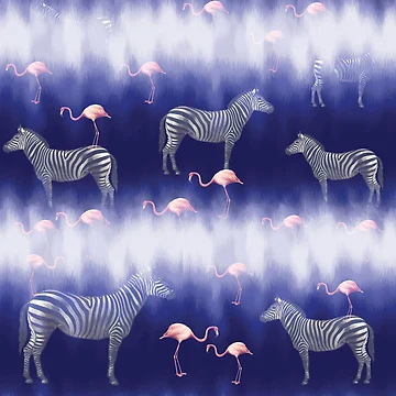 Artwork thumbnail, Zebra and Flamingo by Rococodesigns