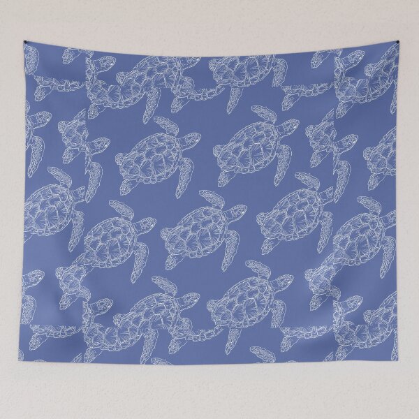 Item preview, turtle aloha print pattern hawaii light blue and white designed and sold by maplunk.