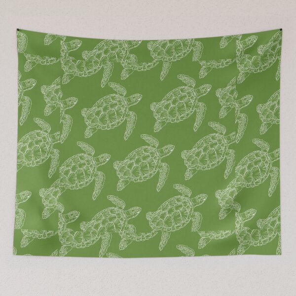 Item preview, turtle aloha print pattern hawaii green and white designed and sold by maplunk.