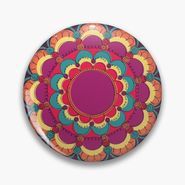 Item preview, Burgundy orange teal doodle mandala flower designed and sold by RabanoMagenta.