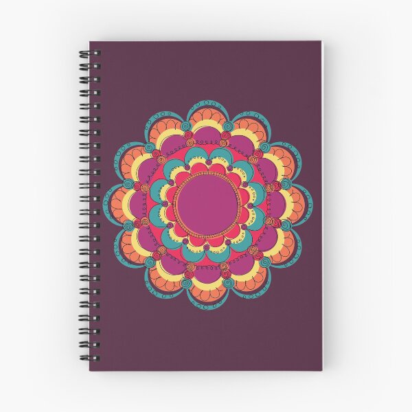 Artikelvorschau, Burgunder Orange Teal Doodle Mandala Blume entworfen und verkauft von RabanoMagenta.