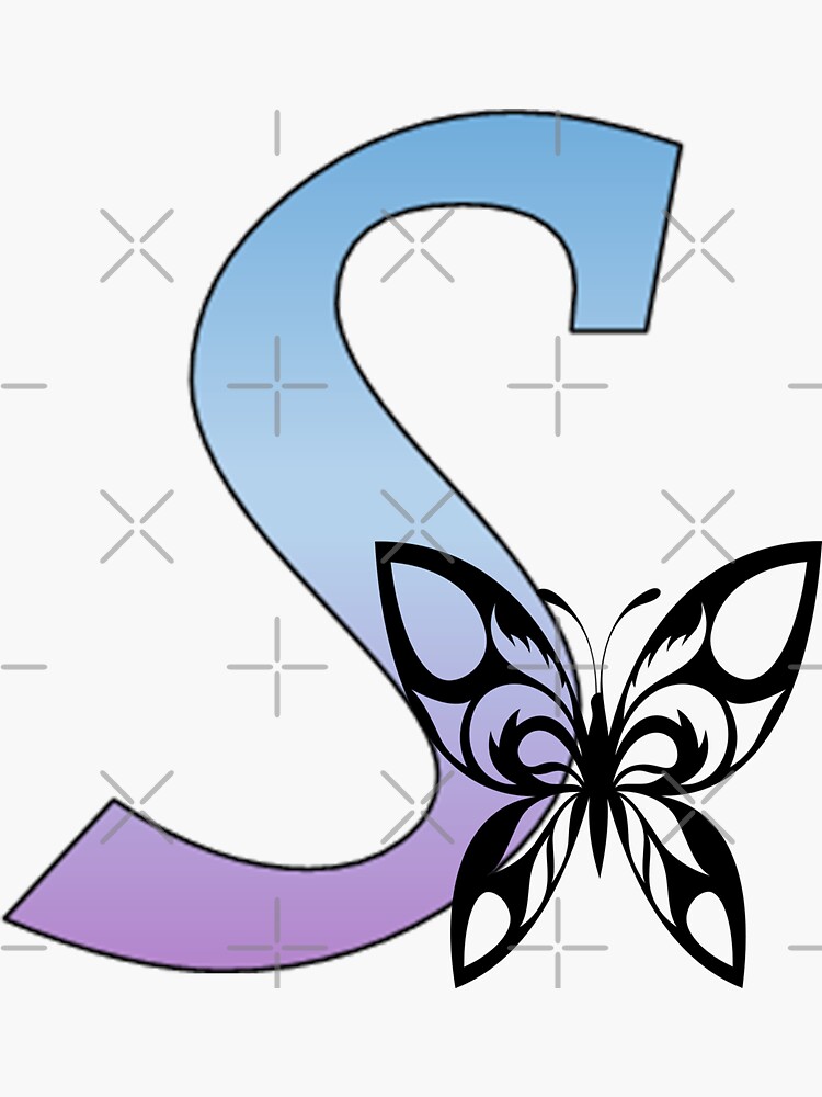 Butterfly Silhouette on Monogram Letter G Gradient Blue Purple