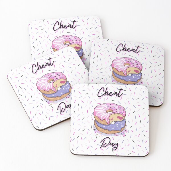 Item preview, CHEAT DAY Donut pattern pink, purple, confetti background, jelly filled sprinkles, WHITE BACKGROUND designed and sold by JustAMillenial -.