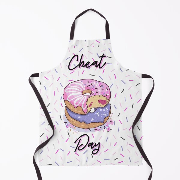 Item preview, CHEAT DAY Donut pattern pink, purple, confetti background, jelly filled sprinkles, WHITE BACKGROUND designed and sold by JustAMillenial -.