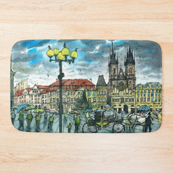 Item preview, Czech Republic - Old Town Square Watercolor and Ink Painting designed and sold by darrenyeoart.