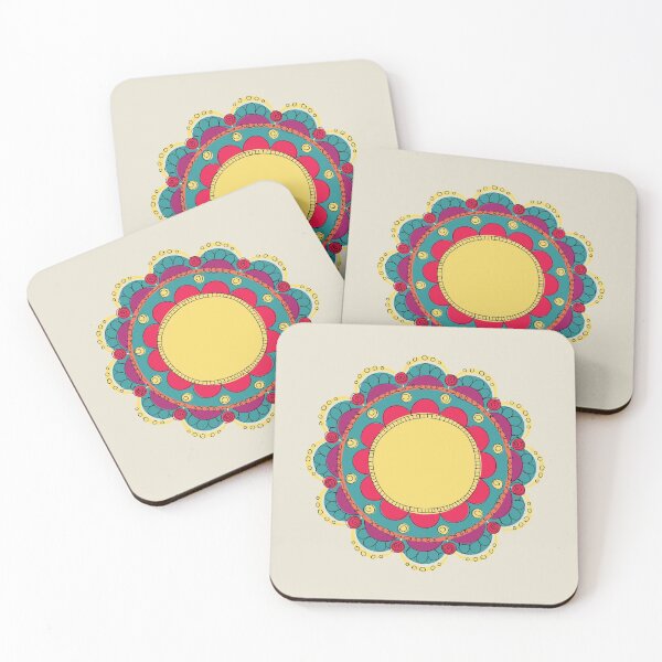 Item preview, Teal yellow mandala flower doodle  designed and sold by RabanoMagenta.