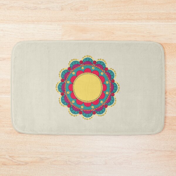 Item preview, Teal yellow mandala flower doodle designed and sold by RabanoMagenta.