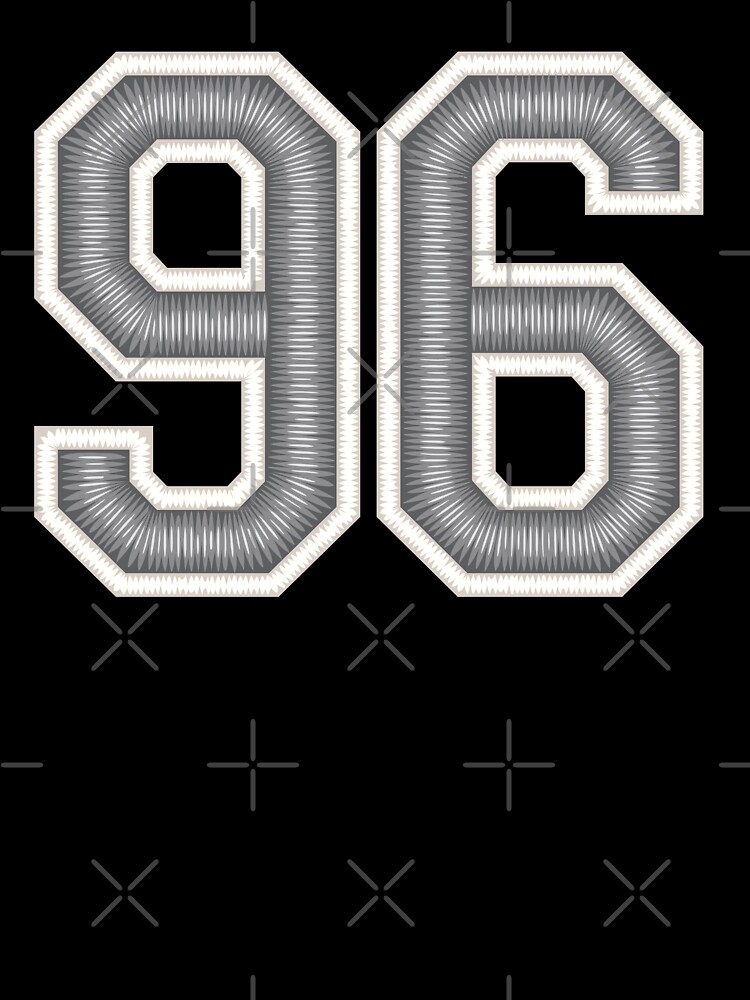  All Sports Fan Number #96 White Black Outline Jersey