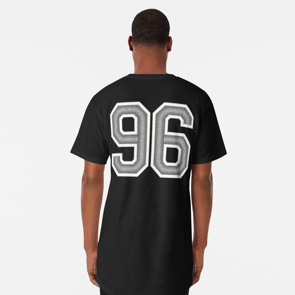  All Sports Fan Number #96 White Black Outline Jersey