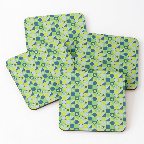 Item preview, Various geometric shapes in abstract mosaic with green and blue colors designed and sold by acidmit.