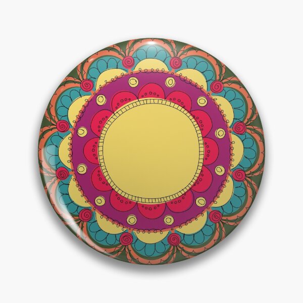 Item preview, Yellow teal orange doodle mandala flower designed and sold by RabanoMagenta.
