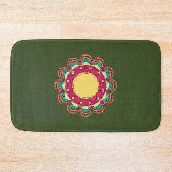 Item preview, Yellow teal orange doodle mandala flower designed and sold by RabanoMagenta.
