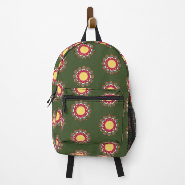 Item preview, Yellow teal orange doodle mandala flower designed and sold by RabanoMagenta.