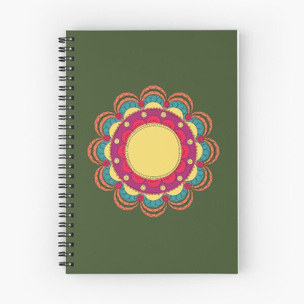 Item preview, Yellow teal orange doodle mandala flower designed and sold by RabanoMagenta.