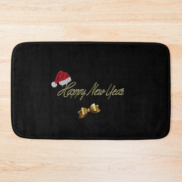   Happy new year with  gold  bows   Bath Mat