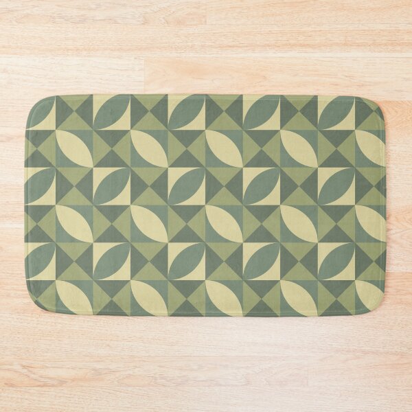 Item preview, Geometric mosaic with floral elements in green military colors designed and sold by acidmit.