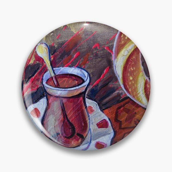 Item preview, Glass cup of tea and round bagel art  designed and sold by JuliaMia.