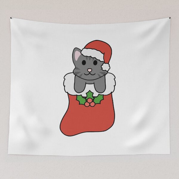 Item preview, Christmas Black Tabby Stocking designed and sold by BiscuitSnack.