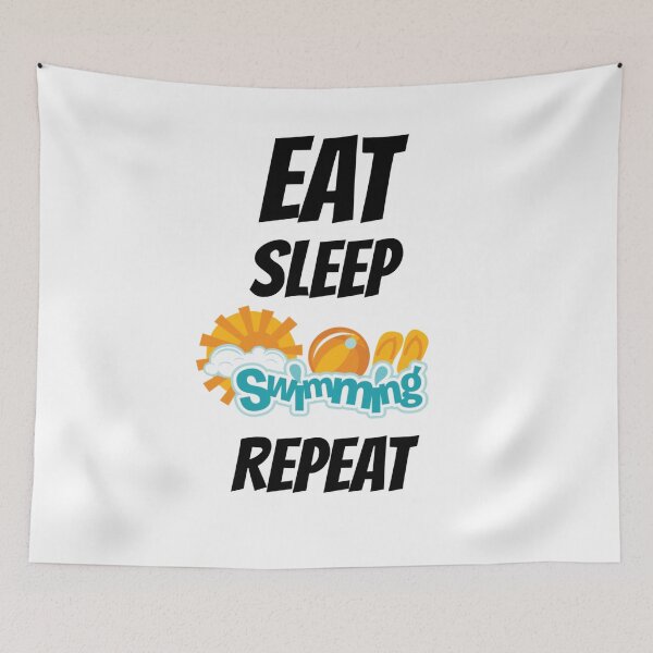 Item preview, eat sleep swimming repeat funny day of sea  swim time  designed and sold by ibrastore.
