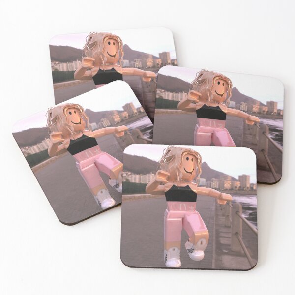 Roblox African Girl Picking Roses Coasters Set Of 4 By Chofudge Redbubble - aesthetic pastel roblox gfx girl and boy