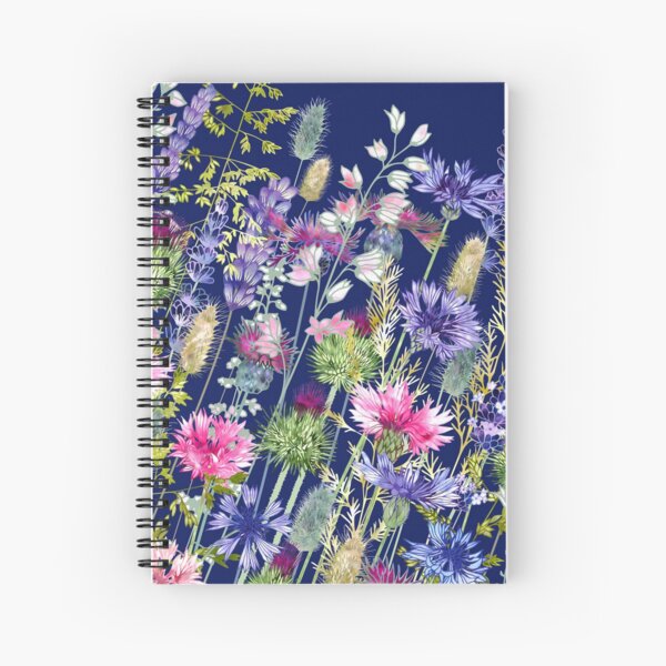 Flower Meadow - Cornflowers, Thistles & Lavender Spiral Notebook