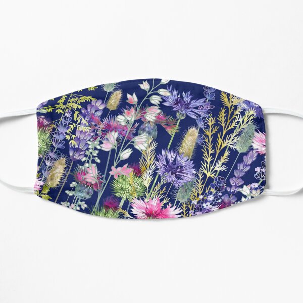 Flower Meadow - Cornflowers, Thistles & Lavender Flat Mask