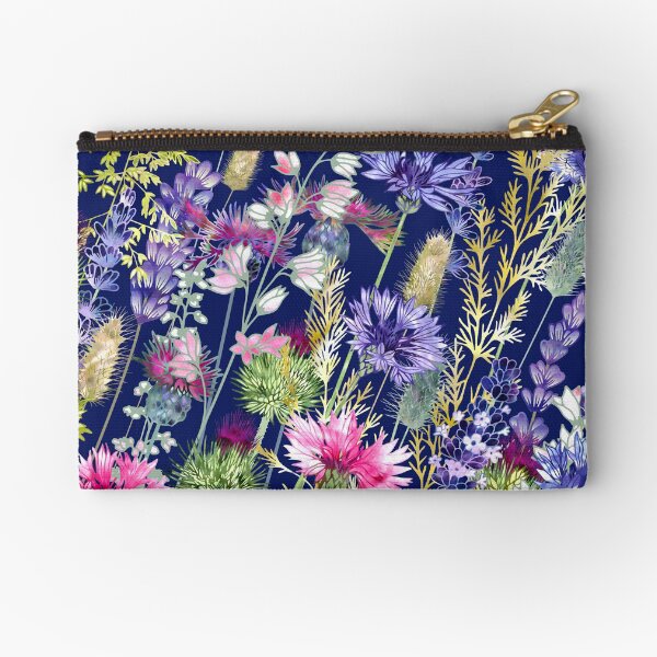 Flower Meadow - Cornflowers, Thistles & Lavender Zipper Pouch