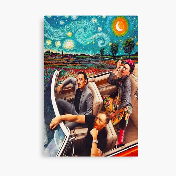 Salvador Dali y Vincent Van Gogh y Frida Kahlo en Car Starry Night Lienzo