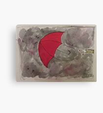 The Red flying Umbrella -Der fliegende rote Regenschirm Leinwanddruck