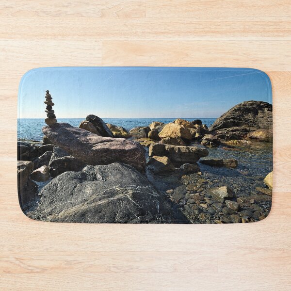 Item preview, Stone pyramid and blue sea designed and sold by frankuffmann.