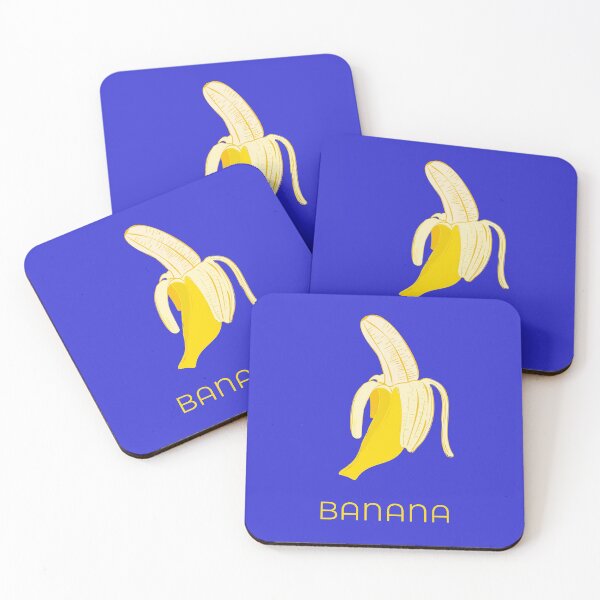 Item preview, Yellow fresh banana colorful illustration on bright blue background. designed and sold by Vgdesign4.