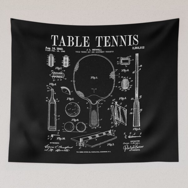 Item preview, Table Tennis Ping Pong Old Vintage Patent Drawing Print designed and sold by GrandeDuc.