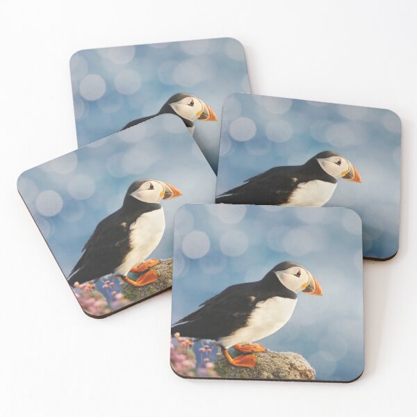 Item preview, Atlantic puffin against colorful background designed and sold by dgwildlife.