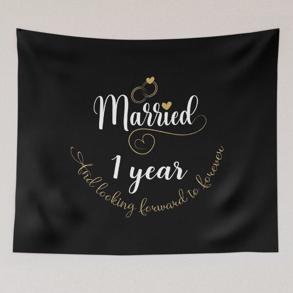 Item preview, Married 1 Year And Looking Forward To Forever Cute Couples print designed and sold by Grabitees.