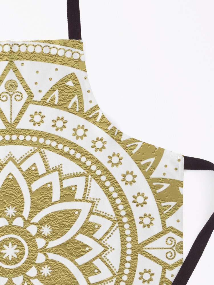 Alternate view of Mandala Spirit Flower / Zen Meditation Golden Hippie Mandala Apron