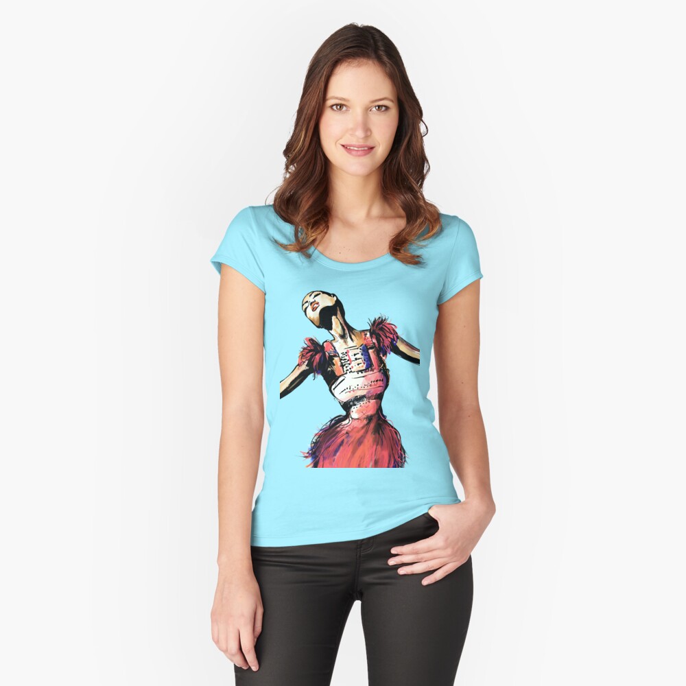 Vista previa del artículo con la obra «Camiseta entallada de cuello ancho», diseñado y vendido por CovoStudio.
