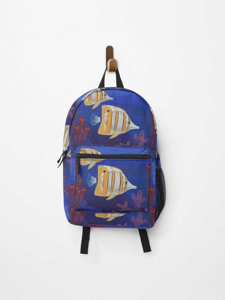 Thumbnail 1 of 3, Backpack, butterfly yellow fish designed and sold by Ruta.