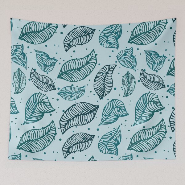 Item preview, Handdrawn Leaves Teal Pattern designed and sold by GeeHanz.