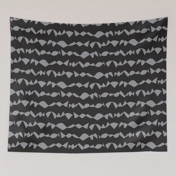 Item preview, Crazy Waves, abstract stripes fashion print, grey on black designed and sold by Susan Marie Williams.