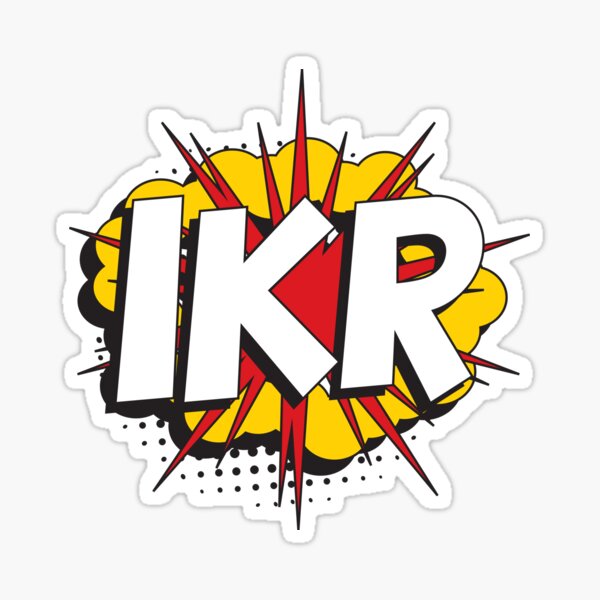 Abbreviation IKR (i know right) in retro comic speech bubble Sticker