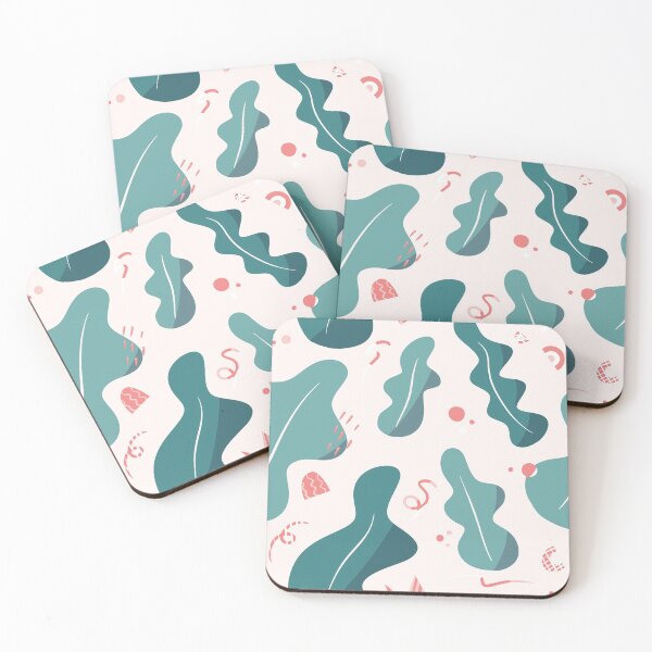 Item preview, Green foliage and pink and white shapes designed and sold by truffleivy.