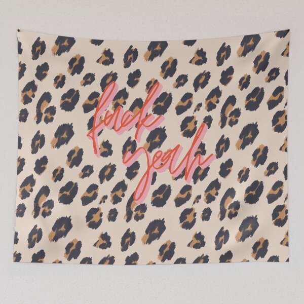 Item preview, fuck yeah leopard print, pink and red typography  designed and sold by LLCRG.
