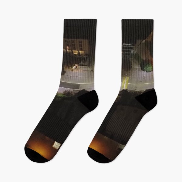 Item preview, Aerial view of a city district illuminated by night lights designed and sold by brambillasimone.