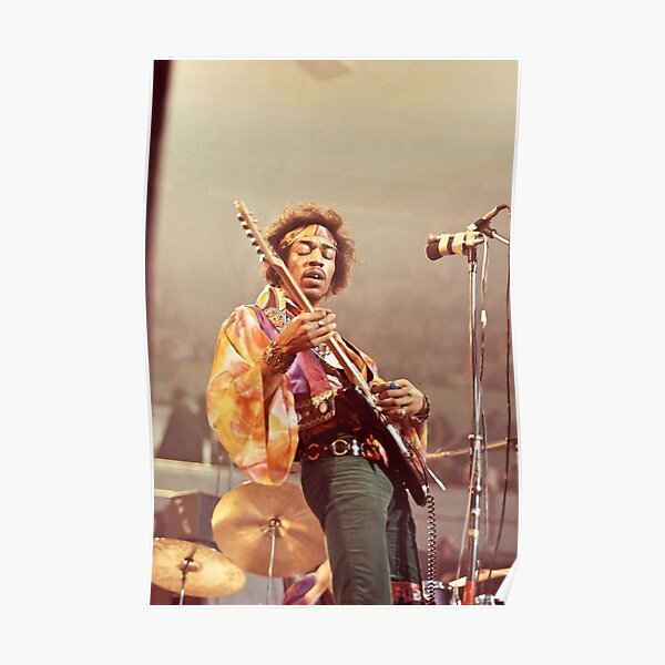 JimiHndrix Playing Guitar Poster