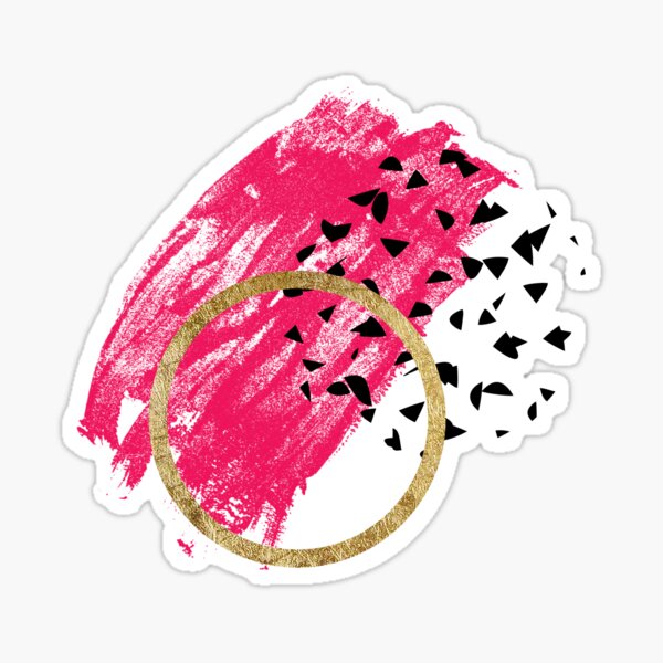 Item preview, Abstract Black Pink and Faux Gold Brushstrokes designed and sold by Blkstrawberry.
