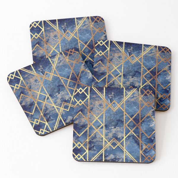 Item preview, Navy Blue Gold Lines Geometric designed and sold by MA DESIGNS.
